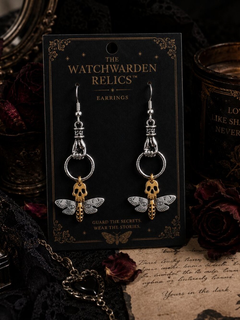 The Watchwarden Relics™ Skull Moth Earrings